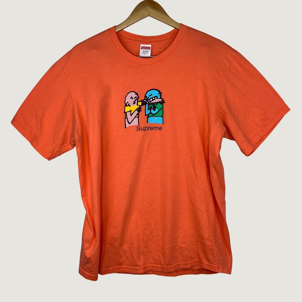 Supreme Graphic Bite T-Shirt Mens L Neon Orange Streetwear Cotton Tee